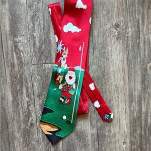 Kersten Brothers Necktie Mens Red Silk Jolly Ol' Nickties Christmas Santa Golf